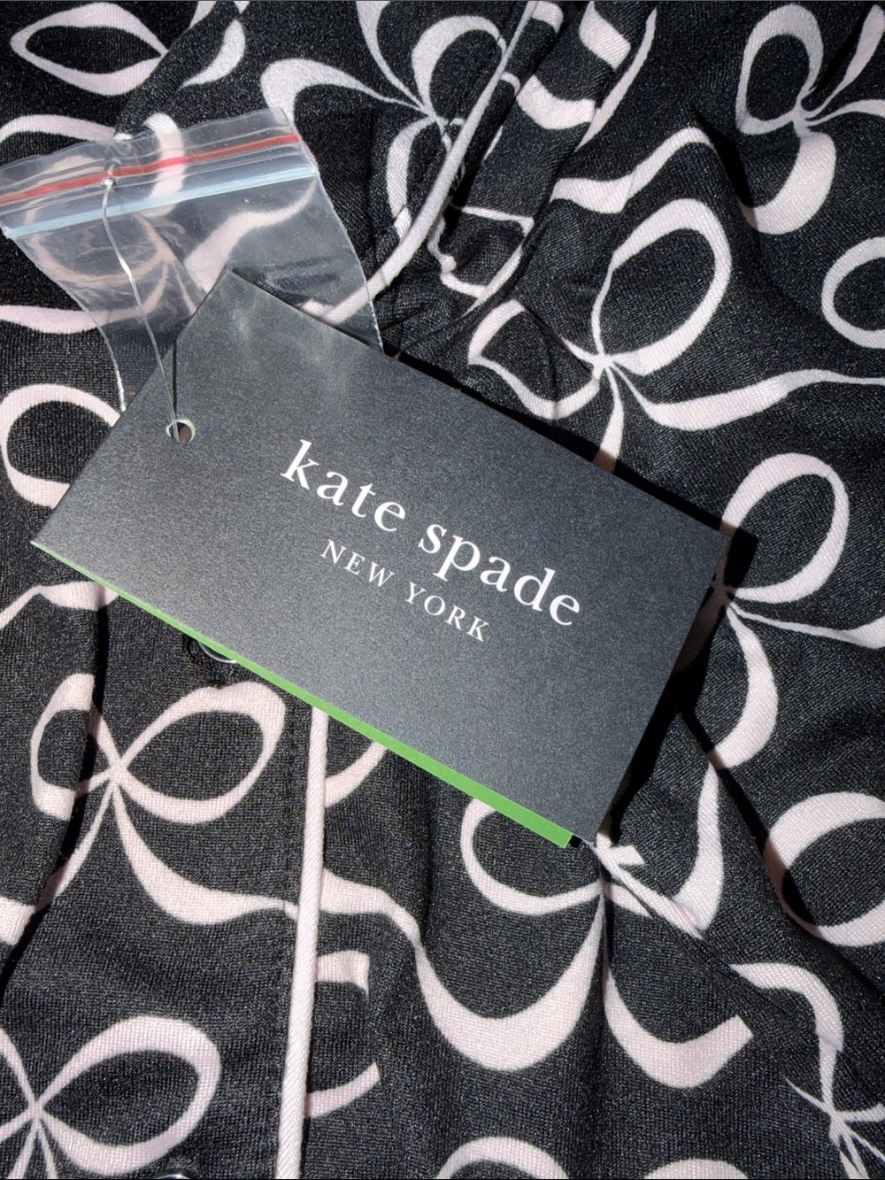 kate spade Black Pajama Set with Pale Pink Bow Print - Picture 3 of 15